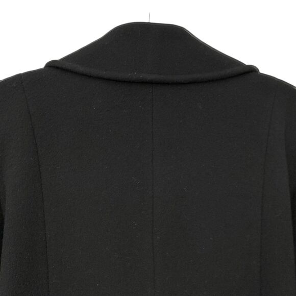 Larry Levine Pea Coat Womens 8 Black 100% Wool Double Breasted Dark Academia - Picture 7 of 12